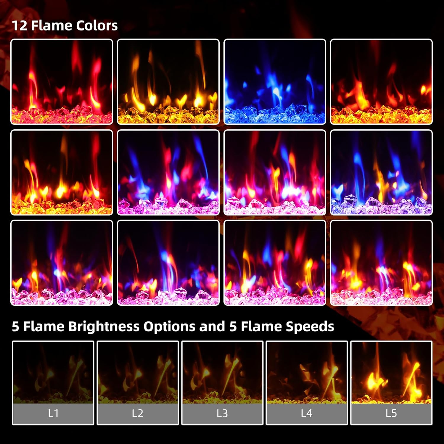 2025Upgraded 72” Recessed and Wall Mounted Electric Fireplace, Ultra Thin Narrow Beleze Fire Places with Remote Control, Screen Control,Adjustable Flame Colors and Speed