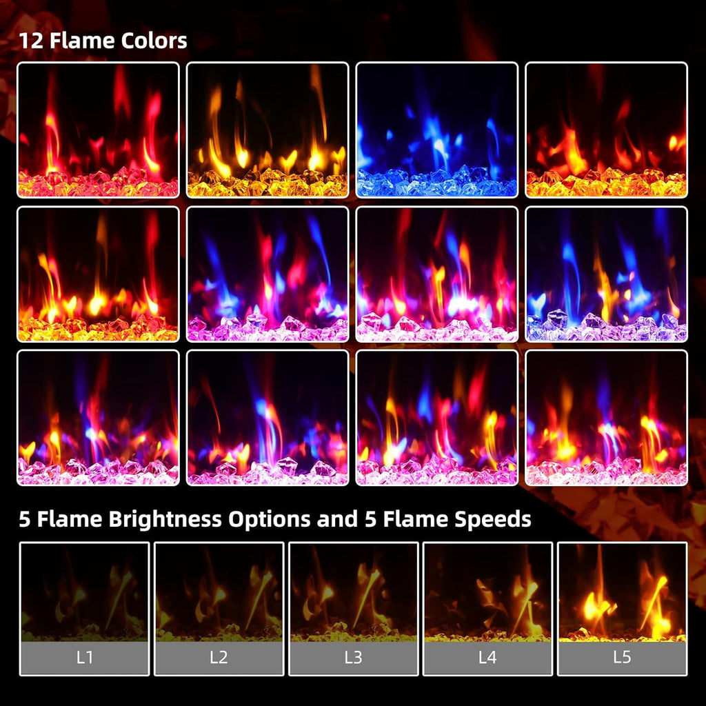 2025Upgraded 72” Recessed and Wall Mounted Electric Fireplace, Ultra Thin Narrow Beleze Fire Places with Remote Control, Screen Control,Adjustable Flame Colors and Speed