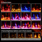 2025Upgraded 72” Recessed and Wall Mounted Electric Fireplace, Ultra Thin Narrow Beleze Fire Places with Remote Control, Screen Control,Adjustable Flame Colors and Speed