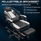 Meilocar Big and Tall Gaming Chair for Adults, 330lbs Heavy Duty Computer Chair with Footrest, Video Game Chair, Massage Lumbar Support, Wide Seat High Back Reclining Desk Chair, White