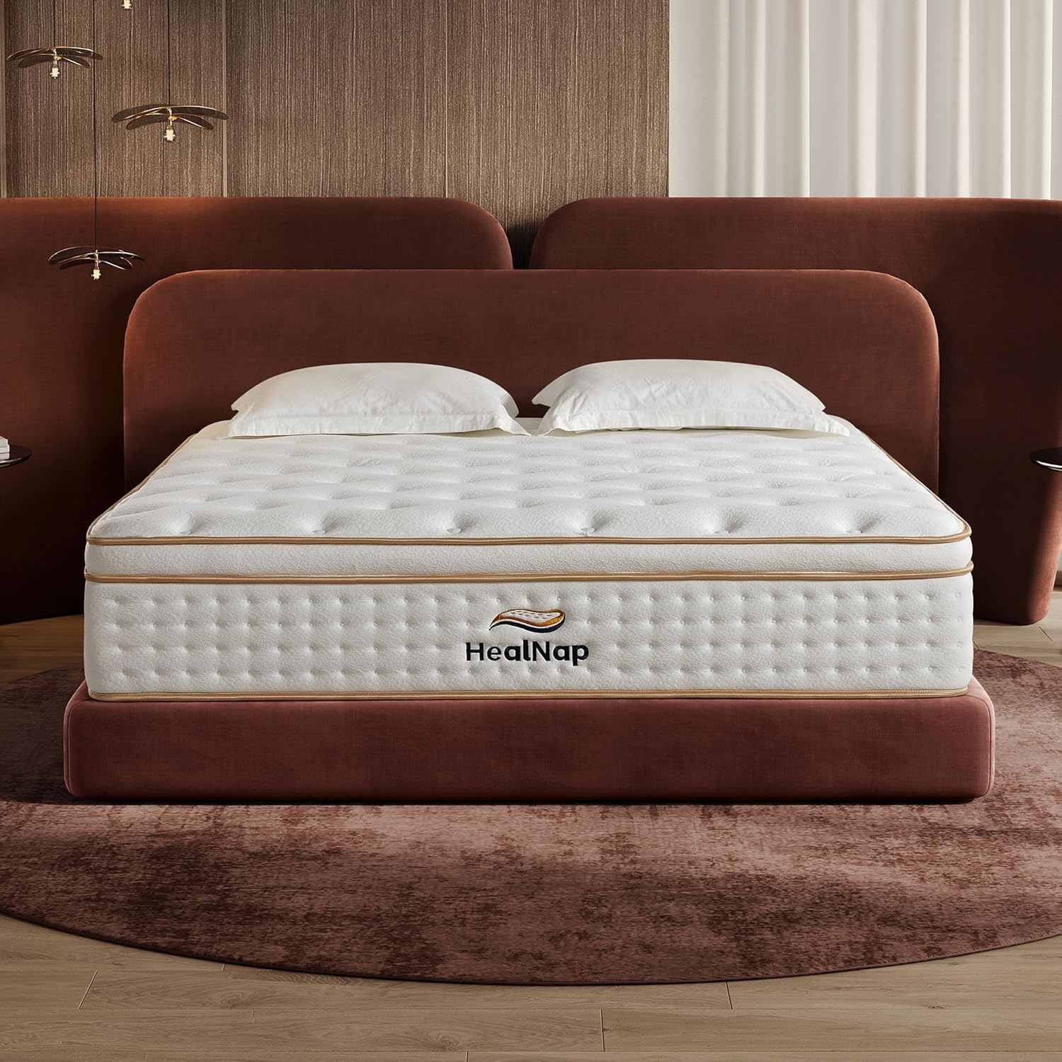 King,14inch Hybrid Mattress in a Box Memory Foam Mattress King Full Size Firm with Individual Pocket Spring Upgrade Zoned Support Medium Firm Memory Fat Mattress