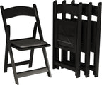 SIMPLEX 4 Black Resin Stackable Folding Chair - Comfortable Black Foldable Chair - Folding Chairs with Padded Seats - Indoor/Outdoor Folding Chairs for Events - Lightweight Foldable Chairs (4 Pack)