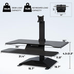 Electric Standing Desk Converter 36" Wide, Height Adjustable Desk Riser, Computer Workstation, Sit-Stand Convertor for Home, Office, School (Black, 1 Arm Included)