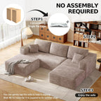108.2" Modular Sectional Sofa with Deep Seat, Boneless U Shaped Corduroy Couch Modern Comfort, Cloud Couch Oversized for Living Room No Assembly (Camel)