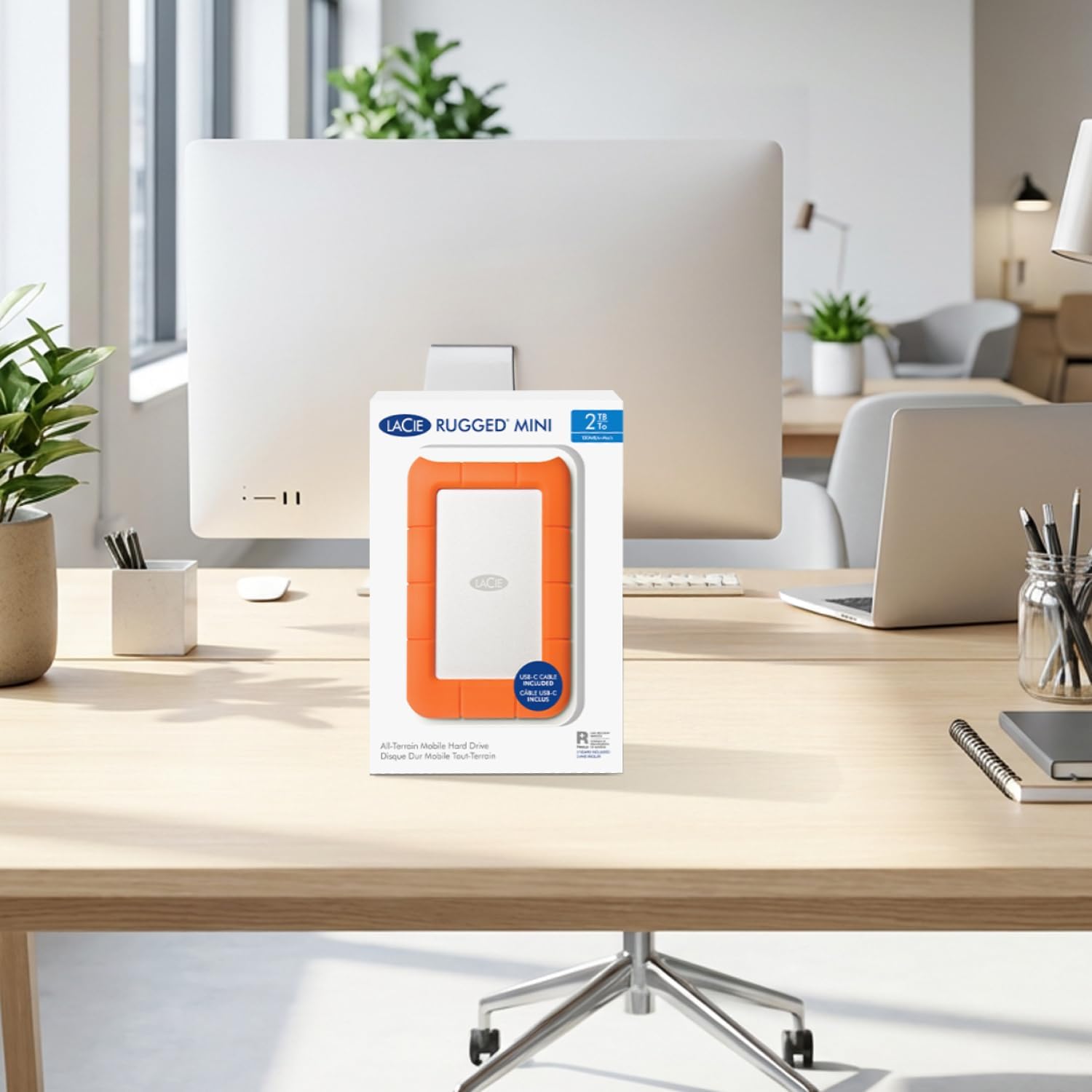 LaCie Rugged Mini, 1TB, 2.5", Portable External Hard Drive, for PC Mac iPad and iPhone, Data Rescue Service (LAC301558)