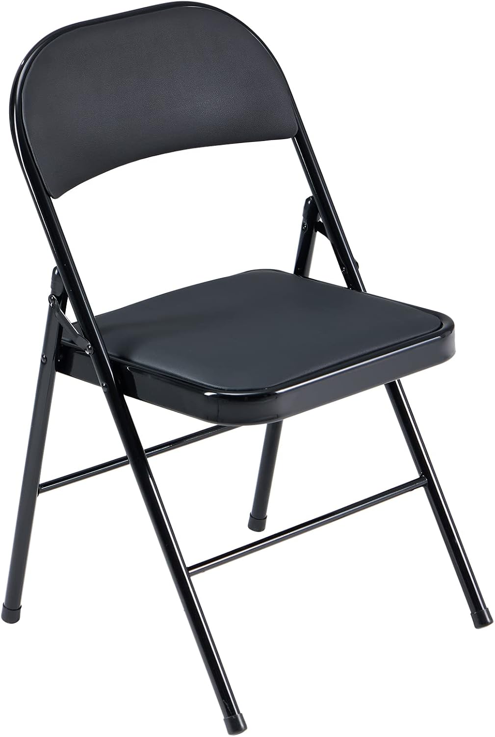 Black Padded Folding Chairs 6 Pack, 350LBS Heavy-Duty Steel Frame Foldable Chairs for Indoor Outdoor Wedding Party Dining Events