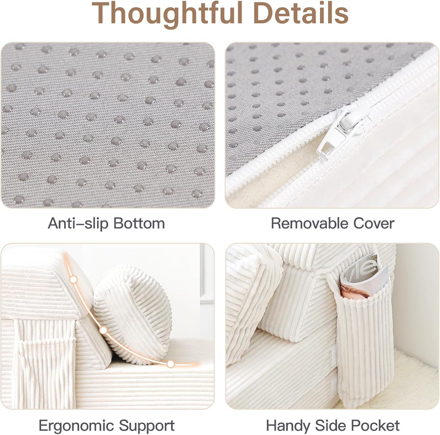 Folding Sofa Bed with Pillow, Convertible Sleeper Chair, Comfy Floor Futon Couch Mattress Lounge Sofa for Adults Portable Fold Out Chair Bed for Living Room Bedroom, Single, Beige