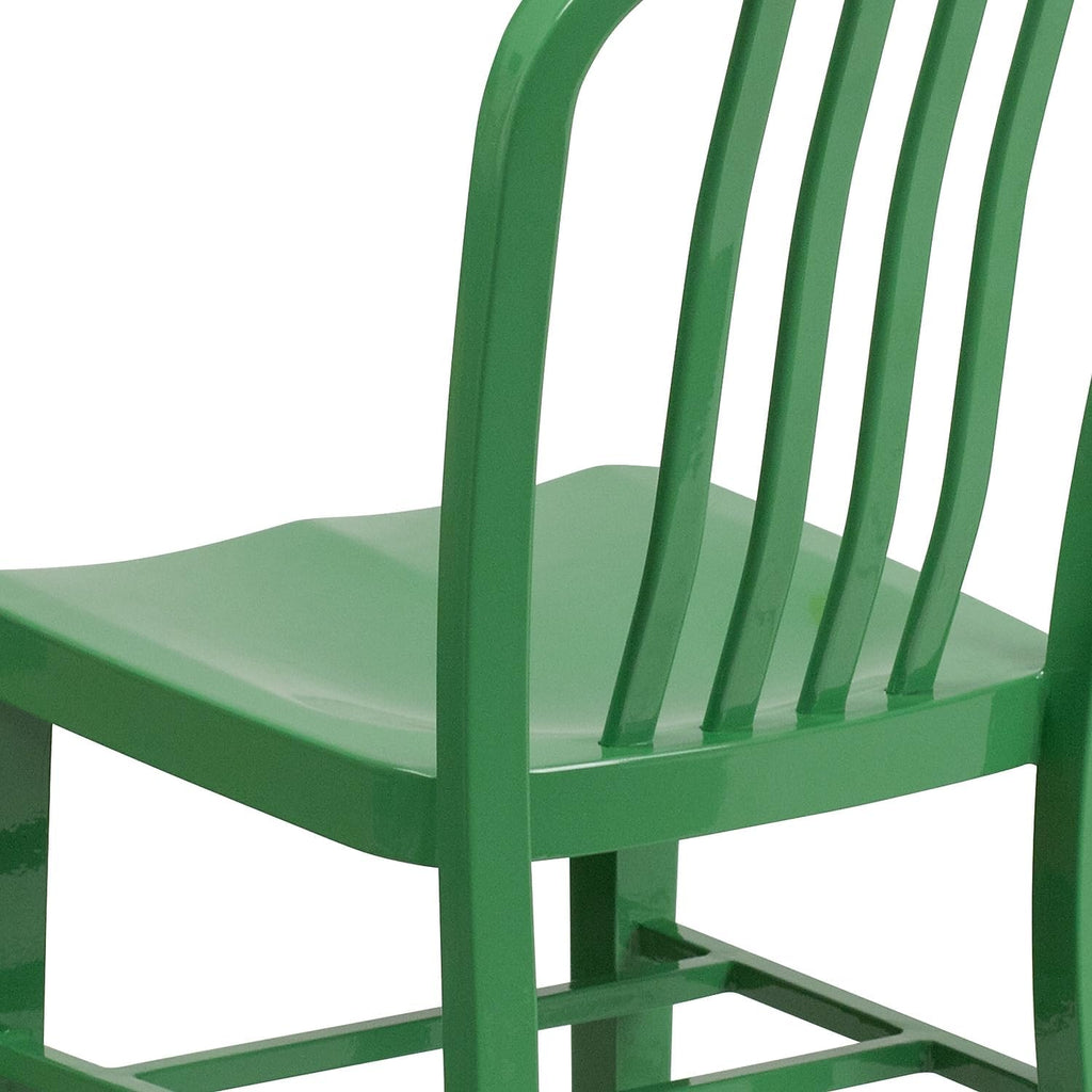 Flash Furniture Commercial Grade Green Metal Indoor-Outdoor Chair