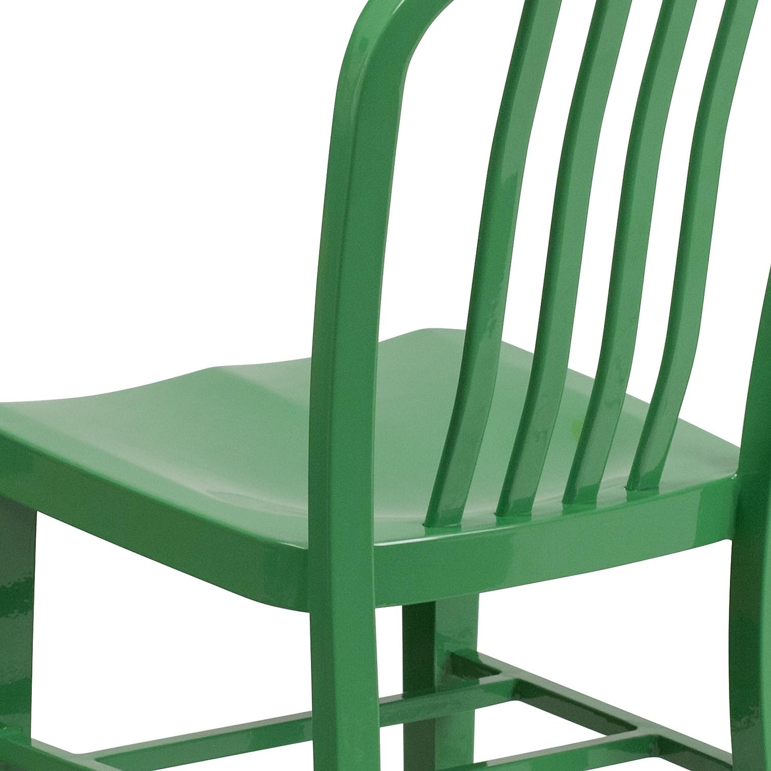 Flash Furniture Commercial Grade Green Metal Indoor-Outdoor Chair