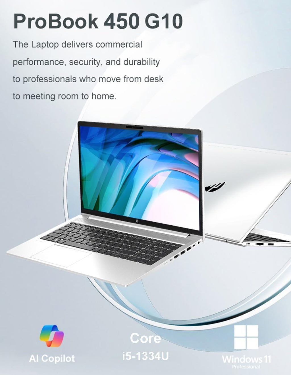 HP ProBook 450 G10 Business Laptop (15.6" FHD Anti-Glare  Intel 10-Core i5-1334U  16GB RAM  512GB SSD  (Beats i7-1255U)) Backlit KB  Webcam  Ethernet  Wi-Fi 6E  Win 11 Pro w/ AI Copilot  Silver