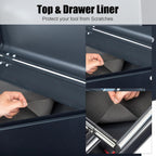 Metal Tool Box, 5-Layer Drawers & Top Storage Tray Tool Box with Lock Safety and Handle, 24" Portable Tool Chest Cabinet for Garage, Warehouse, Home, Black