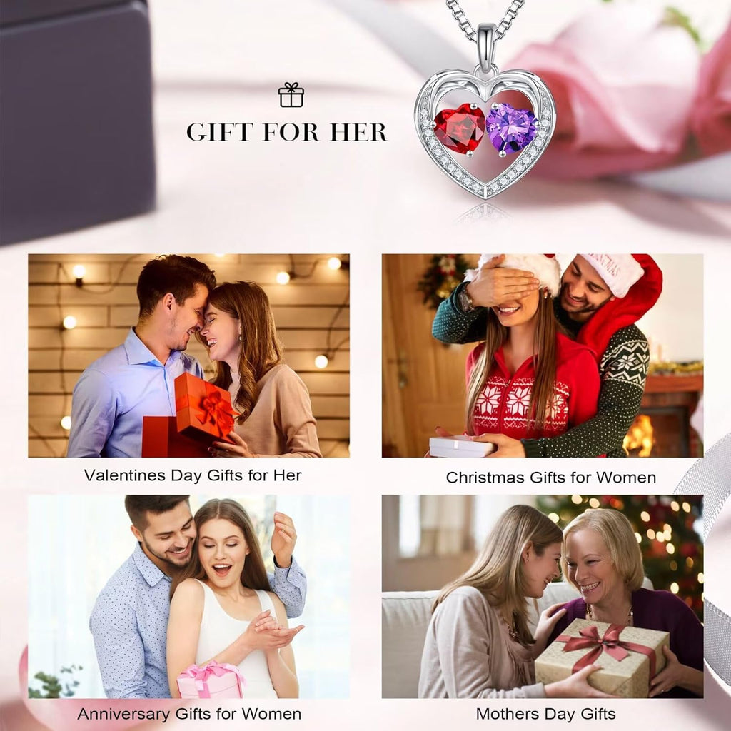 Iefil Easter Gifts for Women Wife - 925 Sterling Silver Birthstone Necklace, Anniversary Birthday Gifts for Women, Jewelry Gifts for Her Wife Mom Daughter