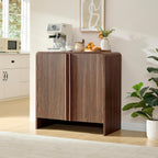 AMERLIFE Fluted Buffet Cabinet with Storage, Modern Sideboard Cabinet with 2 Doors & Adjustable Shelf, Console Table & Credenza for Living Room, Dining Room & Entryway, Brown