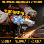 Ecarke Flathead Angle Grinder Compatible with DeWalt 20V Battery, 4-1/2" to 5",11000RPM, Anti-Vibration & Gyroscope Safety System,Tool-Free Guard, Angle Grinder for Tight Spaces Grinding (Tool Only)