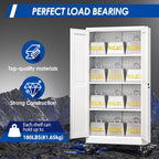 GAIOUS Metal Garage Storage Cabinet with Lock, 61” Tall Lockable File Cabinet with Wheels, Steel Tool Cabinet with 2 Door and 3 Adjustable Shelves, Rolling Cabinet for Home Office Garage Gym - White