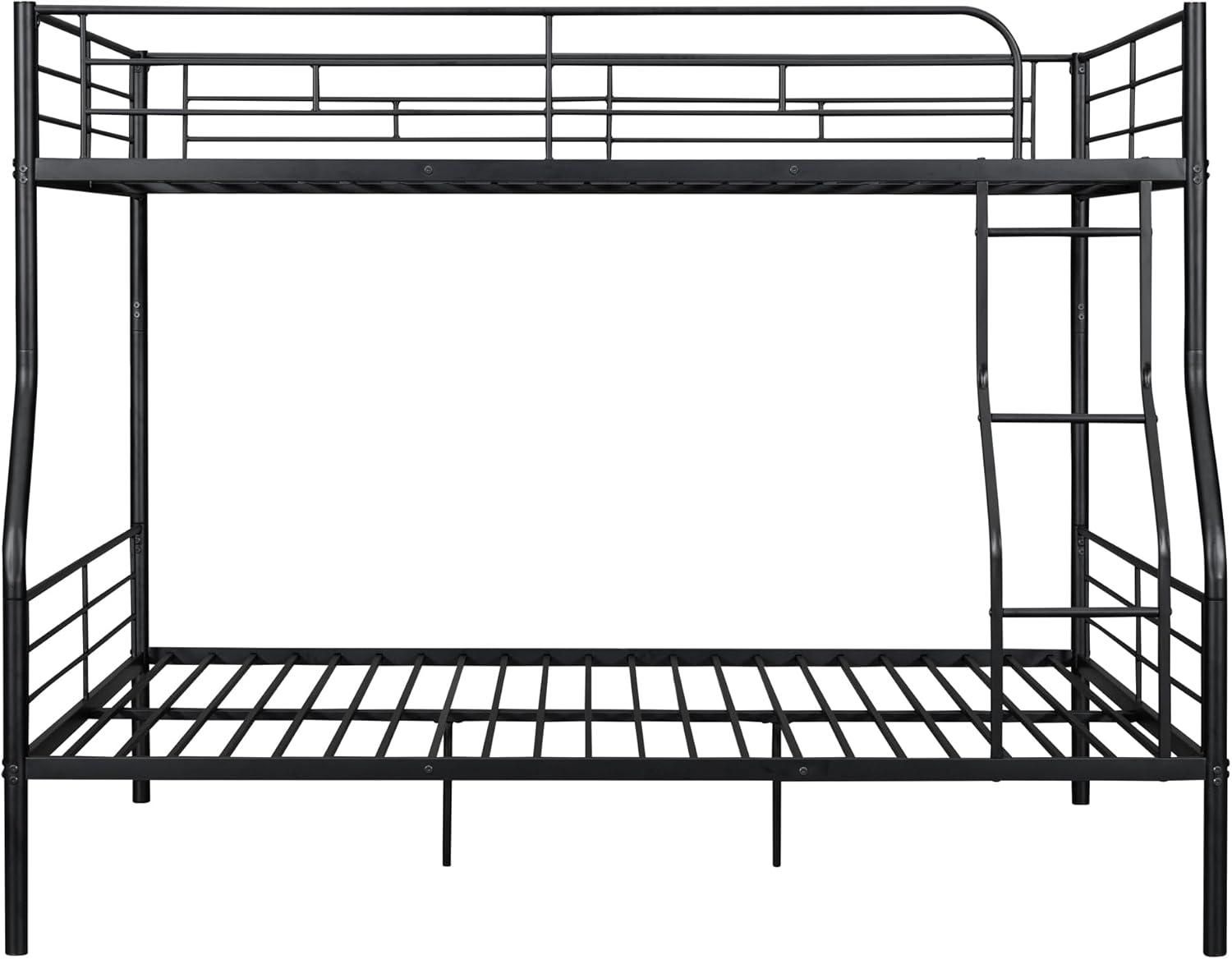 Full XL Over Queen Metal Bunk Bed,Heavy-Duty Metal Bunk Bed Fame with Ladder&Full-Length Guardrails,Convertible into 2 Individual Twin Beds for Kids,Teens,and Adults,Under-Bed Storage Space,Black