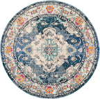 SAFAVIEH Monaco Collection Area Rug - 10' Round, Navy & Light Blue, Non-Shedding & Easy to Clean, Distressed Medallion Design, Ideal for Living Room, Bedroom, Dining Space (MNC243N)
