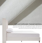 Harper 54" Extra-Tall Headboard Bed Frame - Modern Wingback Upholstered Platform Bed, 1000lbs Heavy Duty Support, Textured Chenille, No Box Spring Needed (Cream White King U.S. Standard)