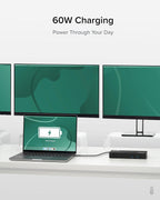 Plugable 12-in-1 USB C Triple Monitor Docking Station  Triple 4K Displays with 3X HDMI or 3X DisplayPort  Compatible with Mac  Windows  Thunderbolt  USB4  USB-C (100W PD  6X USB Ports  Ethernet)