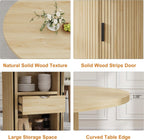 Garvee 47 Inch Round Dining Table for 4, Kitchen Table with 2-Layer Storage Shelf and a Drawer, Farmhouse Circle Dinner Table for Dining Room, Kitchen, Living Room (Table Only), Natural