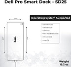 Dell Pro Smart Dock SD25 Bundle - 10Gbps  3 Year Warranty  Supports Dual/Triple Monitors & 4K Displays with 180W Power Supply  Anyhdd HDMI  DisplayPort  USB C Cable  Cloth - Docking Station
