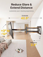 monTEK Long Arm TV Wall Mount for Most 43-90 Inch TVs, 42.5 Inch Long Extension TV Mount Swivel and Tilt, Full Motion Wall Mount Tv Bracket Fit Max VESA 800 x 400mm, Up to 132 lbs, 16”,18” Studs