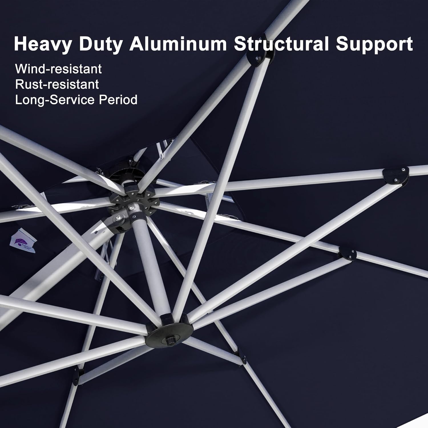 PURPLE LEAF 10' X 13' Patio Umbrella Outdoor Rectangle Umbrella Large Cantilever Umbrella Windproof Offset Heavy Duty Sun for Garden Deck Pool Patio, Navy Blue