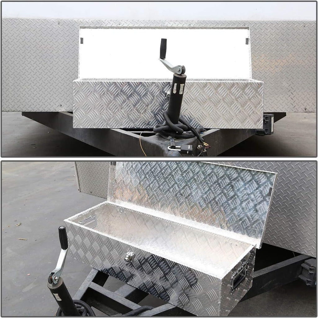 Auto Dynasty 30 Inch Truck Tool Box, Heavy Duty Aluminum Truck Bed Toolbox for Pickup RV Trailer, Underbody Truck Box Storage Organizer Chest with Side Handle and Lock, 30" x 13" x 10", Silver