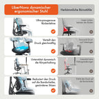 LiberNovo Dynamic Ergonomic Desk Chair + StepSync Footrest Bundle - Comfy Home Office Chair with Adaptive Lumbar Support, 160° Recline & Built-in Spine Stretch, Black+48cm