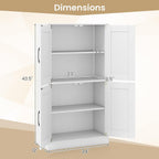 Giantex Bathroom Cabinet, 43.5” Storage Cabinet with Doors & Adjustable Shelves, Kitchen Pantry, Storage Organizer for Living Room Dining Room Study (White)