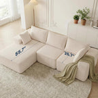 DUMOS 108" Boneless Couch, Cloud Sectional Couch with L-Shape Chaise, Modular Sectional Sofa with Deep Seat, Upholstered Couch for Living Room Bedroom, No Assembly Required (Beige, Left Facing Chaise)