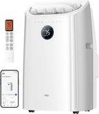 DREO Portable Air Conditioners, 12000 BTU ASHRAE (8000 BTU DOE) Smart AC Unit for Room with Drainage-free Cooling, APP/Voice/Remote, Fan & Dehumidifier, Quiet Standing AC for Bedroom, AC515S, White
