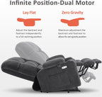 MCombo Oversized Power Lift Recliner Chair for Elderly, Dual Motor Lift Chair with Heat and Massage, Lay Flat Lift Chair for Big and Tall, Cup Holders, Fabric R7891 (Oversize, Dark Gray)