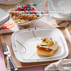 Corelle 18-Piece Service for 6 Dinnerware Set Triple Layer Glass and Chip Resistant, Lightweight Square Plates and Bowls Set, Simple Lines