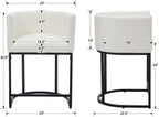 PU Leather Bar Stools Set of 3, Modern Upholstered Counter Height Bar stools 24" Leather Barstools Barrel Kitchen Counter Island Stools with Black Metal Base, White