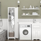 Metal Garage Storage Cabinet,Broom Closet Storage Cabinet,Utility Closet Cabinet for Broom,Garage,Kichen,White
