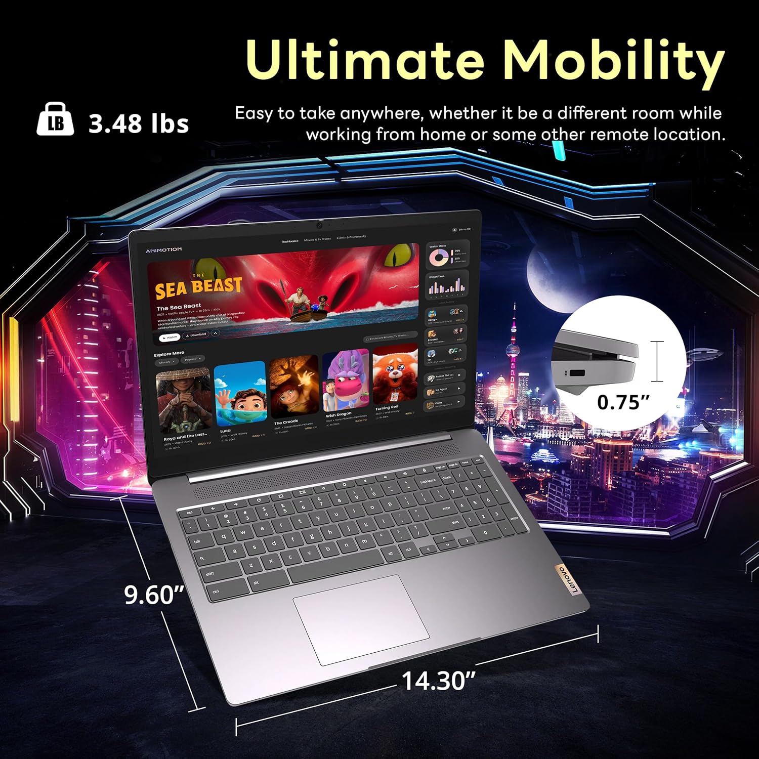 Lenovo Ideapad 3 15.6" FHD Chromebook  Intel Celeron N4500  4GB RAM  224GB Storage (64GB SSD+160GB Docking Station Set)  ‎Intel UHD Graphics  Full Size Keyboard  Chrome OS  Artic Gray
