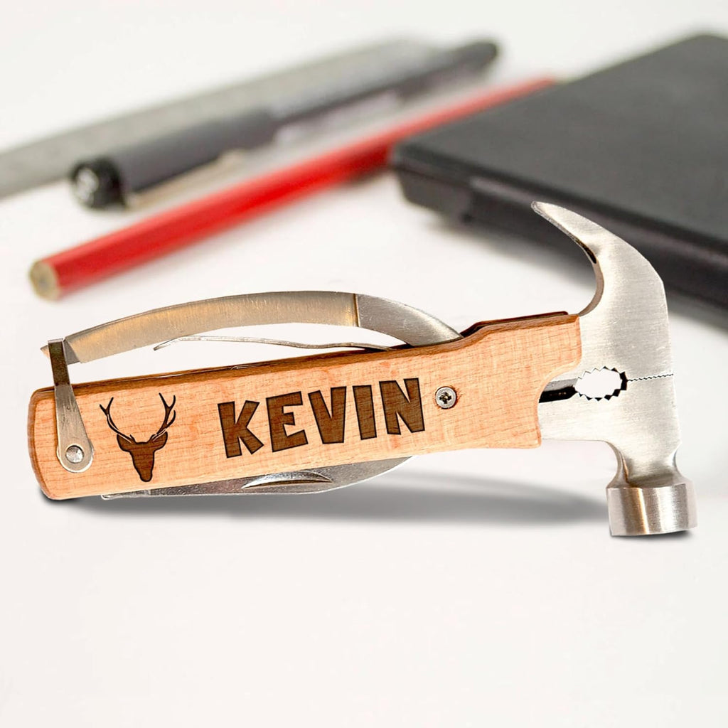 Personalized All in One Survival Tools Hammer Multitool Gifts for Men, Stocking Stuffers for Him, Gifts for Him Husband Dad Grandpa Son for Christmas, Tools For Dad, Mens Birthday