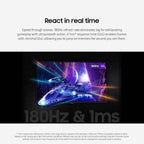 SAMSUNG 32-Inch Odyssey G50D Series QHD Fast IPS G-Sync Compatible Gaming Monitor  1ms  VESA DisplayHDR 400  180Hz  AMD FreeSync  Adjustable Stand  Eye Saver Mode  LS32DG502ENXZA  2024
