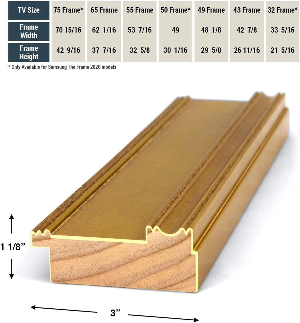 Antique Gold 65" Premiere Deco TV Frame - Compatible ONLY with Samsung The Frame TV and Pro TVs (Fits 2021-2026  LS03A  LS03B LS03C LS03D LS03FA LS03FW)