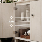 Modern Storage Cabinet 3 in 1 Buffet Storage with Wood Legs and Adjustable Shelf for Dinnig Room Living Room Entryway,Beige Oak