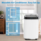 10,000 BTU Portable Air Conditioner for Bedroom, 3 in 1 AC Unit Cools 500 Sq. Ft Rooms with Remote, 51dB Ultra Quiet, Dehumidifier & Fan Modes | 24Hrs Timer