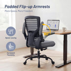 Office Desk Chair for Long Hours & Back Pain Relief – 4“ Thick Molded Foam Cushion, Enhanced Lumbar Support, Padded Flip-up Armrests, Ideal for Office or Study, Dark Gray