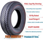 set of 4 Heavy Duty Trailer Tires ST205/75R15 205 75 15 10-Ply Load Range E Steel Belted Radial w/Scuff Guard