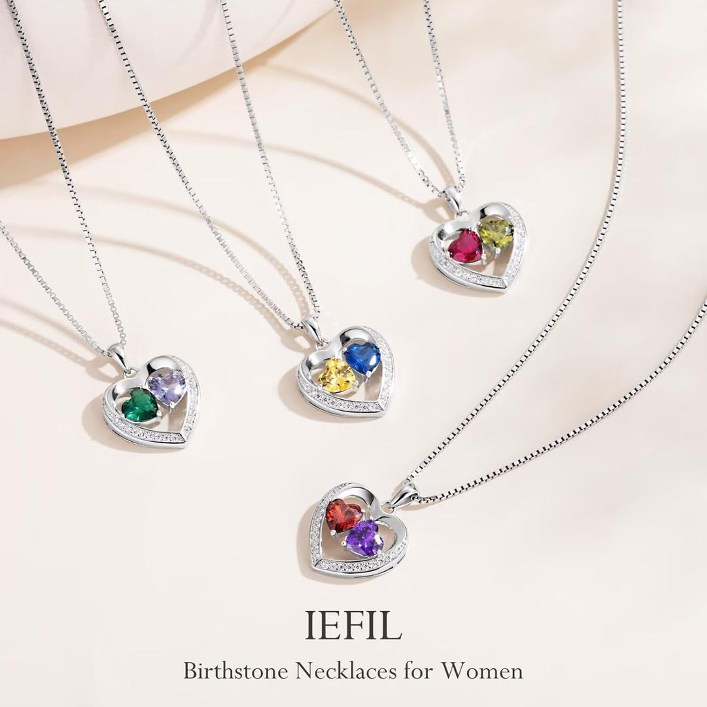 Iefil Easter Gifts for Women Wife - 925 Sterling Silver Birthstone Necklace, Anniversary Birthday Gifts for Women, Jewelry Gifts for Her Wife Mom Daughter