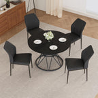 47.24" Round Dining Table Set for 4, 5 Piece Dining Room Table Set, Circle Kitchen Table and Chairs for Dining Room, Living Room, Kitchen, Apartment(Black Table + 4 Black Faux Leather Chairs)