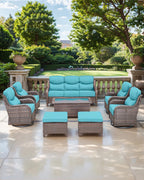 Luxury 24x24x6 Inch Smile Outdoor Cushions - 1 Set Deep Seat Water-Resistant Patio Furniture Replacement Cushion for Wicker Wood Metal Chair Glider Rocker Loveseat Sofa - Turquoise