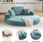 71" Boneless Couch Sofa Bed Oversized Round Couch 2-in-1 Foldable Floor Loveseat Sofa for Living Room and Apartment No Assembly (Sky Blue, 71")