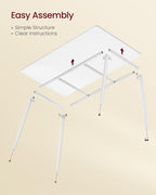VASAGLE Dining Table, Dining Room Table for 4-6 People, Modern Farmhouse, for Kitchen, Quick Assembly, Heat-Resistant Surface, 29.5 x 55.1 x 29.5 Inches, Snow White UKDT100W101S