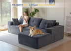 MAXYOYO 104" Modular Sectional Couch with L-Shape Chaise, Modern Boneless Couch for Living Room, Sofa in A Box, Oversized Sofa Sleeper with Deep Seat, No Assembly Required, Dark Grey